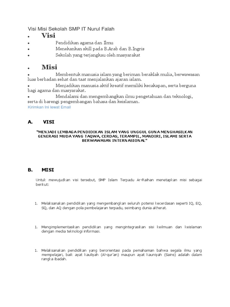 Visi Misi Sekolah