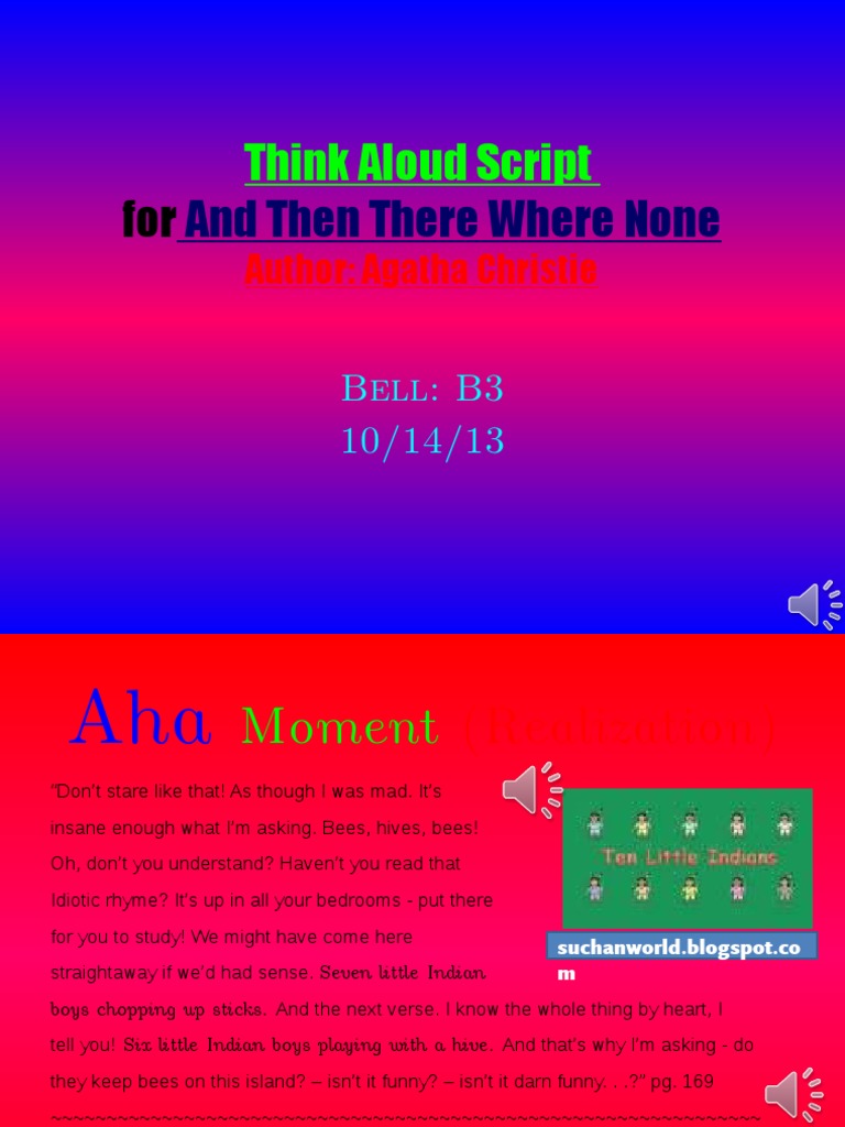Think Aloud Script: Aha Moments in Christie | PDF