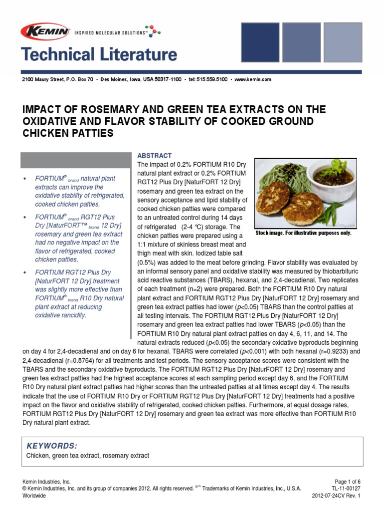 Impact of Rosemary and Green Tea Extracts On The Oxidative and Flavor ...