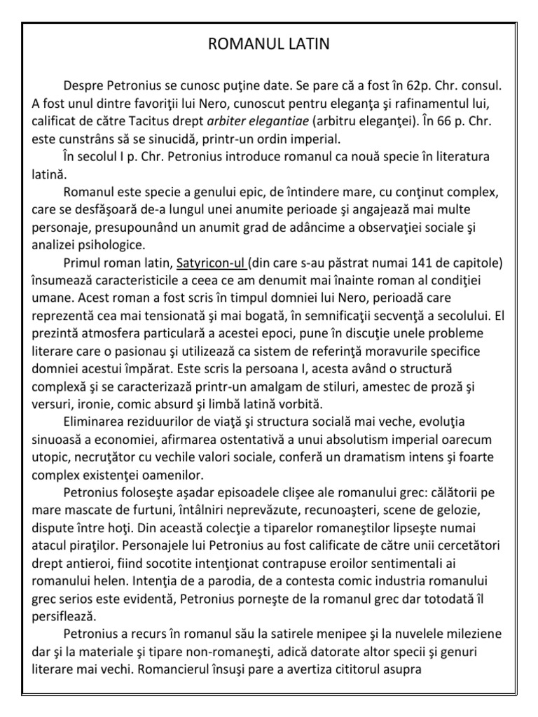 Romanul Latin | PDF