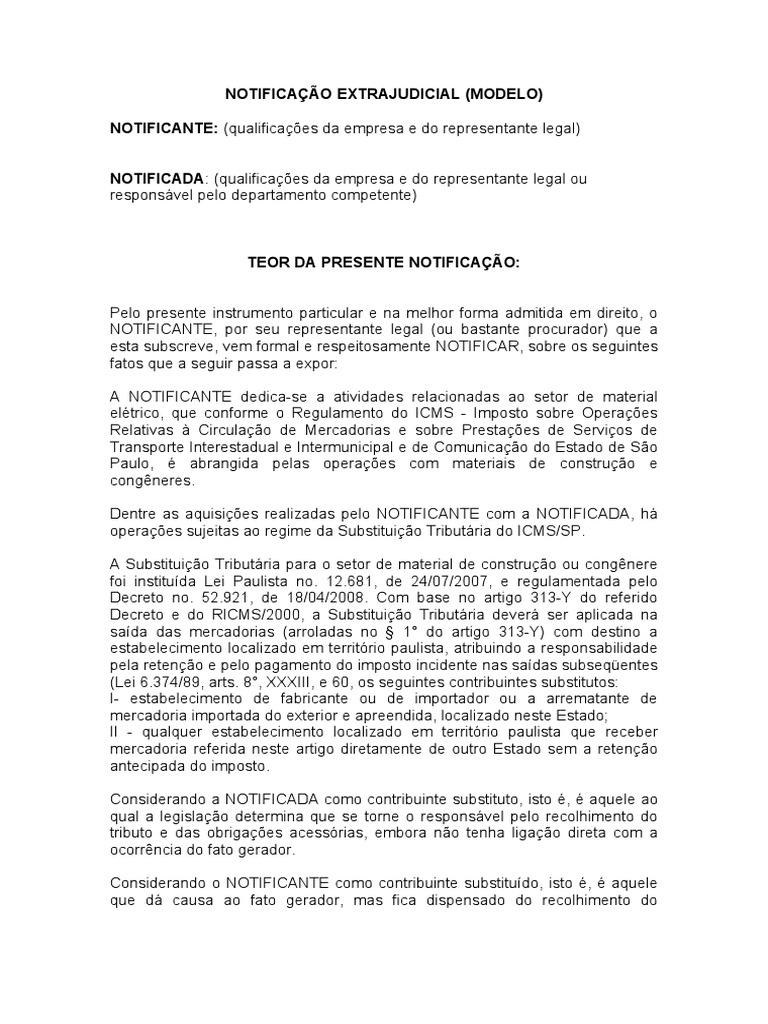 Modelo Notificação Extrajudicial | PDF | Business