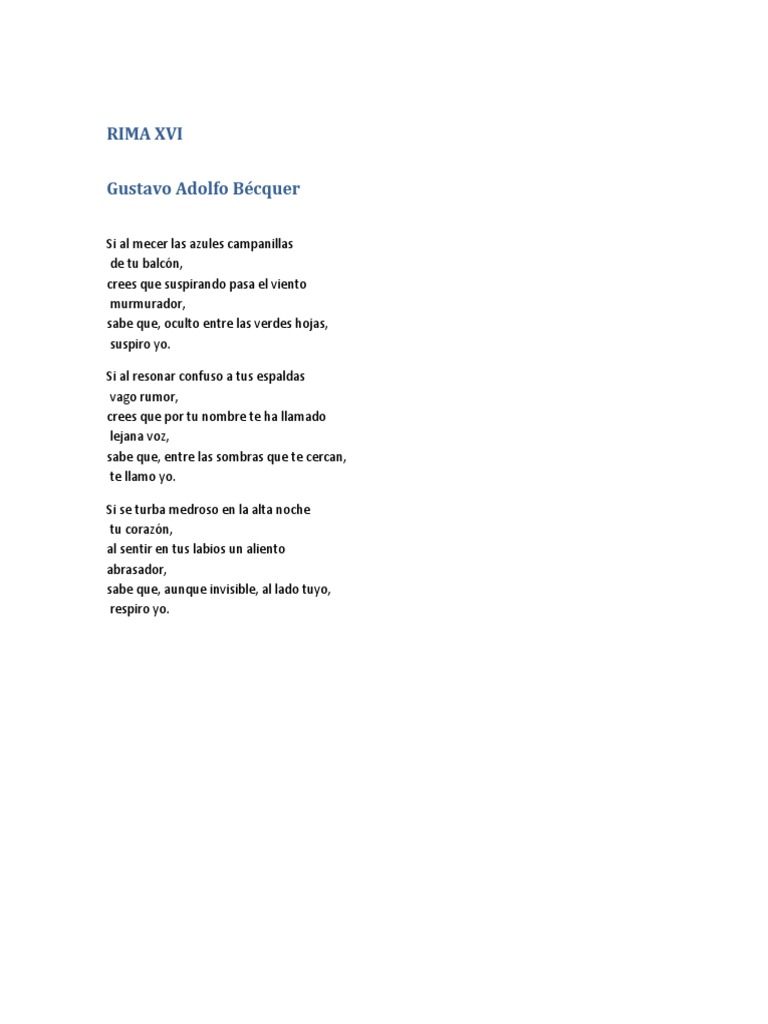 Rima XVI de Bécquer: Susurros y Alientos | PDF | Arte | Poesía