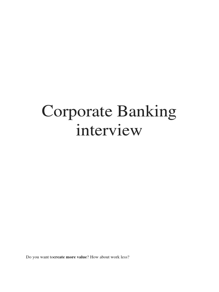 Corporate Banking Interview Insights | PDF | Debt | Loans