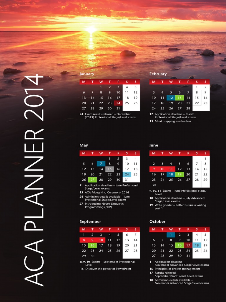 ACA Planner 2014 A Monthly Calendar and Guide Detailing Key Dates