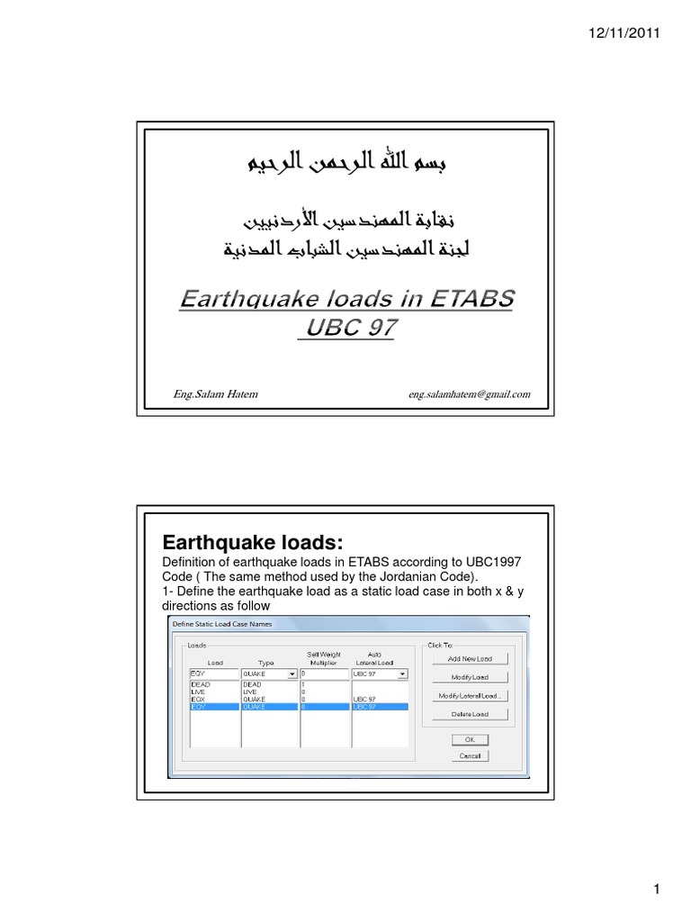 EarthQuake Loads ETABS | PDF | Structural Load | Shear Stress