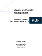 Productivity and Quality Management at Bhushan Industri