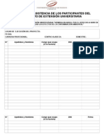 Registro de Asistencia de Los Participantes de La Extension Universitarial