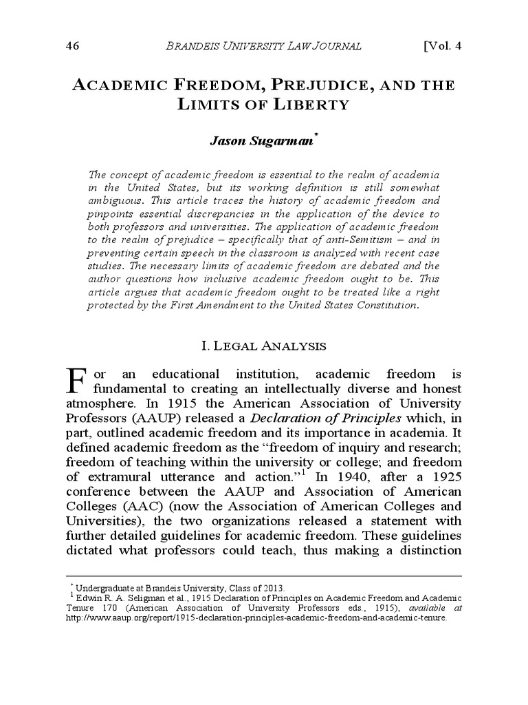 Academic Freedom and Its Legal Boundaries | PDF | Academic Freedom ...