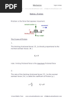 Download Frictionstaticsmechanics revision notes from A-level Maths Tutor by A-level Maths Tutor SN21457226 doc pdf