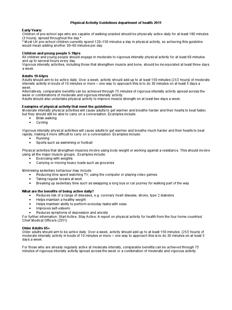 Physical Activity Guidelines | PDF | Physical Exercise | Determinants ...
