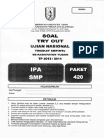 Naskah Soal Try Out Ujian Nasional IPA SMP Kab-Tuban Tahun 2014 Paket 420