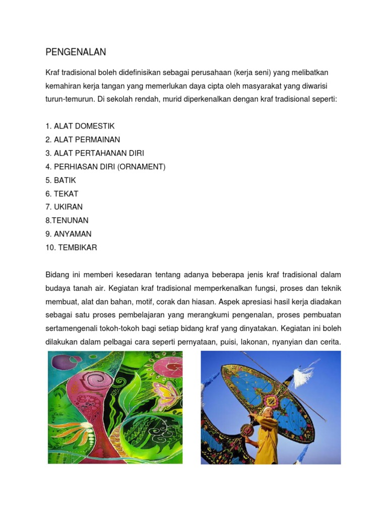 Bidang Mengenal Kraf Tradisional 2014 Ppg Pdf