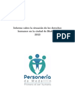 Personería Medellín 2013, Informe DDHH