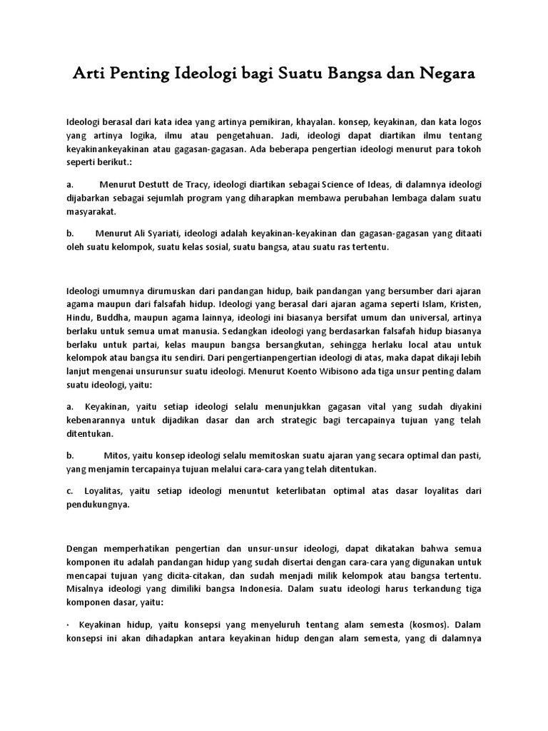 Arti Penting Ideologi Bagi Suatu Bangsa Dan Negara Pdf