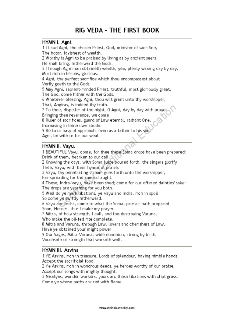 Rig Veda | PDF | Religion & Spirituality
