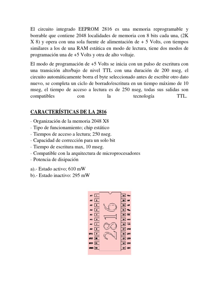Eeprom 28C16 | PDF | Memoria del ordenador | Electrónica digital