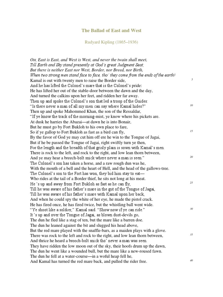 Kipling's Ballad: East Meets West | PDF | Pashtuns