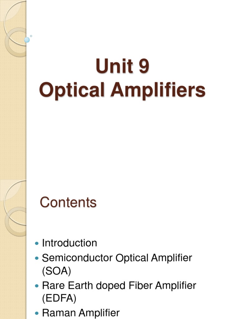 Overview of Optical Amplifiers | PDF | Optical Fiber | Wavelength ...