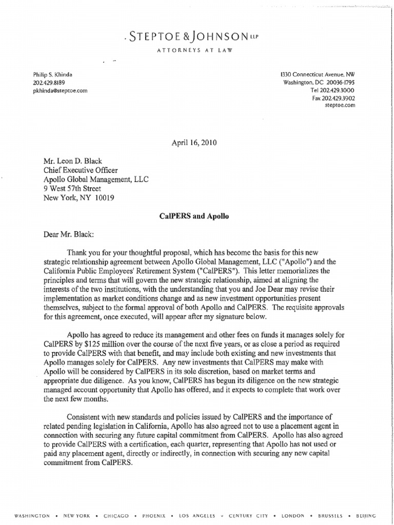 CalPERS-Apollo Strategic Agreement | PDF | Cal Pers | Public Sphere