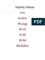 Harmonic Minor I-II - Iii - IV - V - VI - Vii-: M Dim Aug M M M #Dim