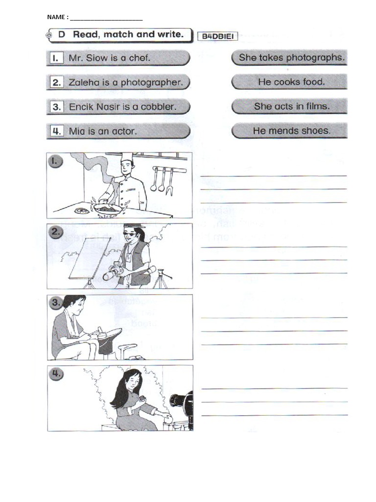 english year 3 worksheet write sentences occupation pdf