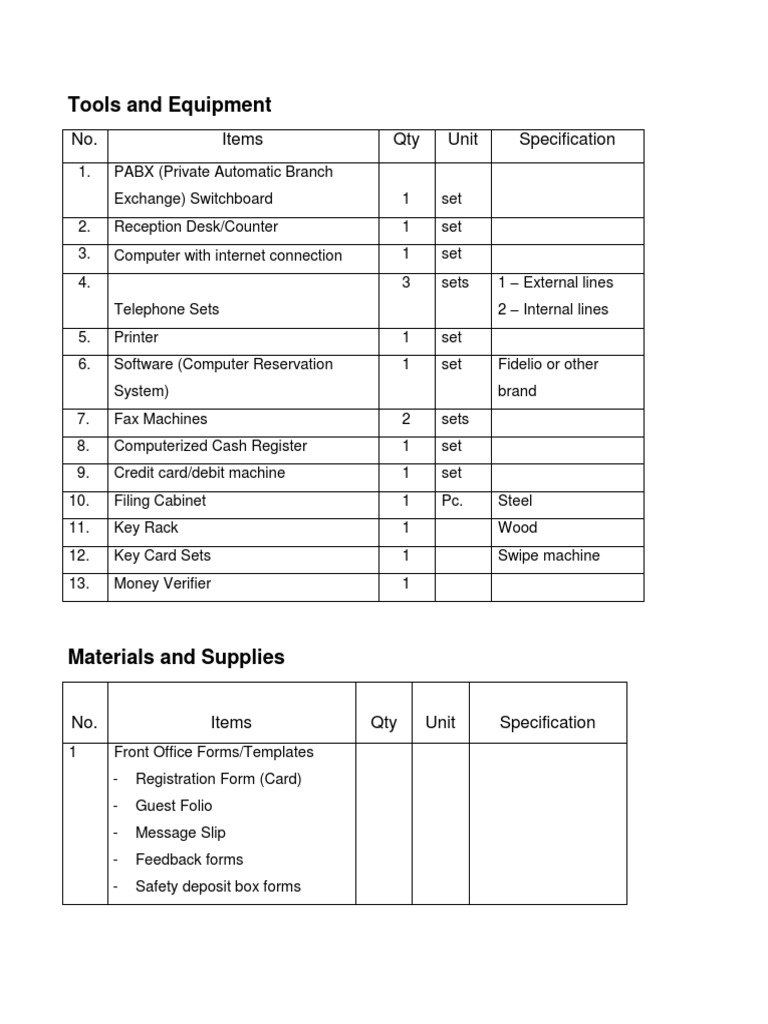 Front Office Equipment and Supplies List | PDF | Printer (Computing ...