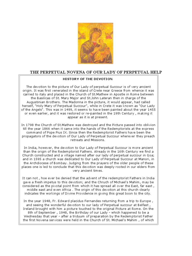 Novena to Our Lady of Perpetual Help | PDF | Mary, Mother Of Jesus ...