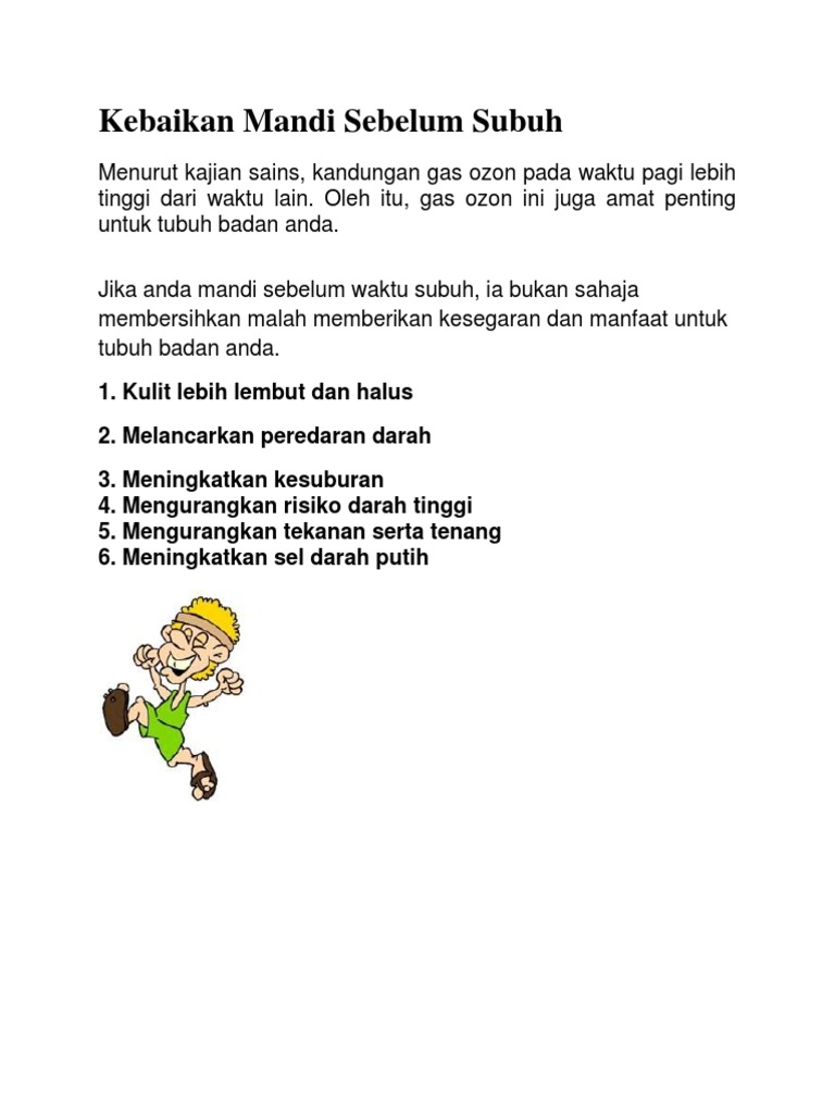 Kebaikan Mandi Sebelum Subuh Pdf