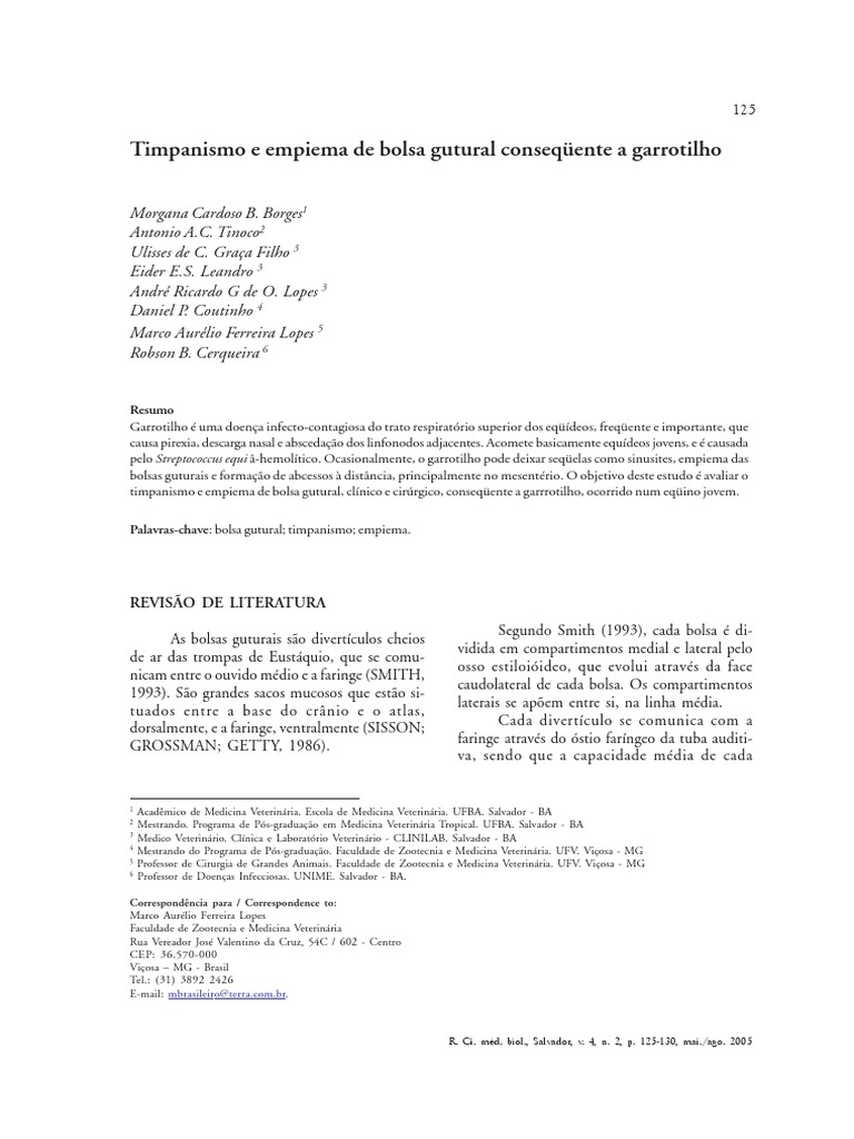 Empiema e Timpanismo Da Bolsa Gutural Caso Veterinary Medicine Infection