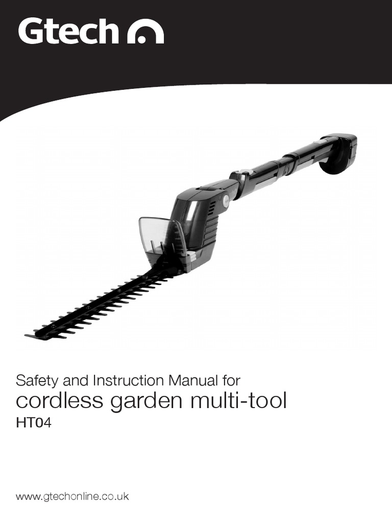 Gtech HT04 Hedge Trimmer Manual | PDF | Battery Charger | Electrical ...