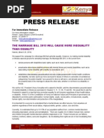 USPKenya Press Release Marriage Bill 2013