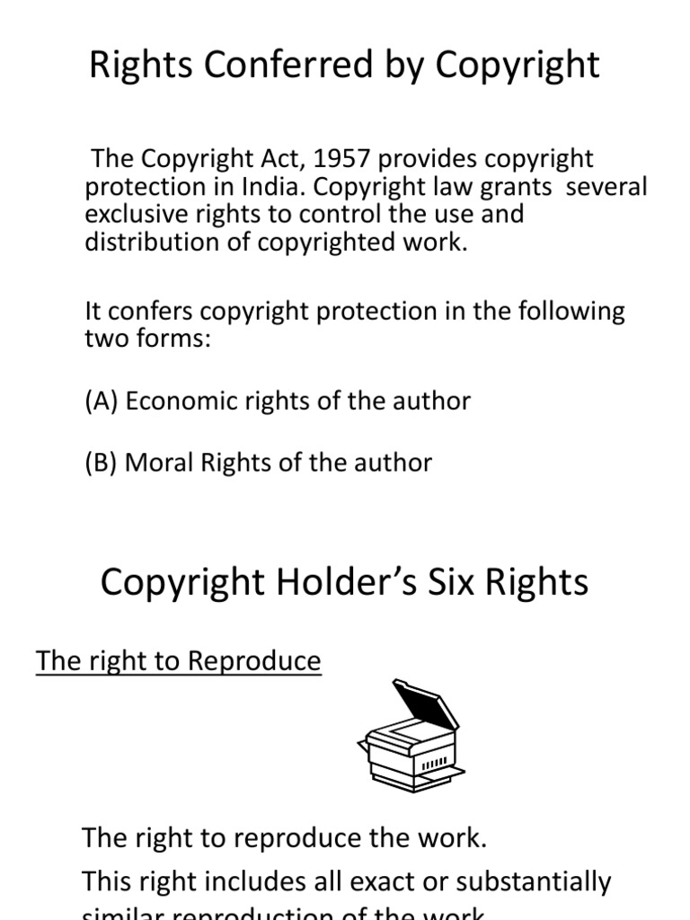 Legal - Rights Conferred by Copyright | PDF