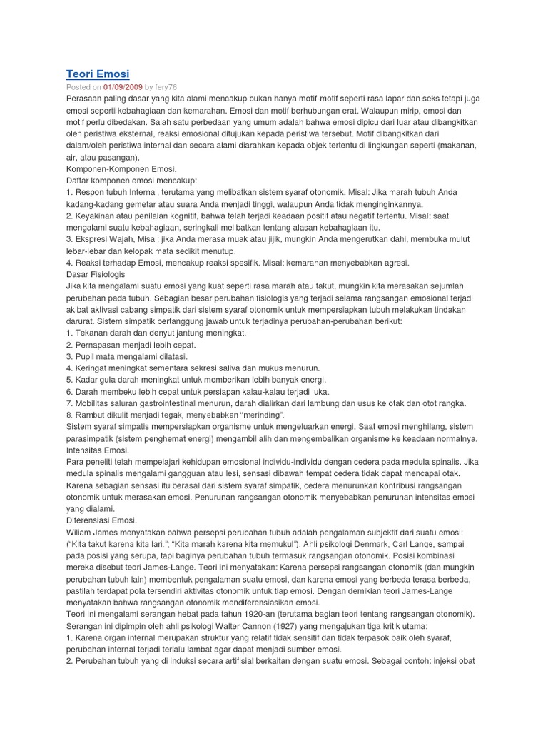 Teori Emosi Nia Jurnal politico memuat berbagai tulisan yang terkait dengan perkembangan dan dinamika yang terjadi dalam dunia politik. scribd