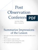 Post Observation Conference: Jennifer Wilker NELA, Cohort III