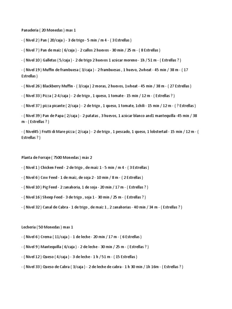 Hay Day PDF ensalada Alimentos