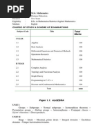 Mathematics Course Alagappa University