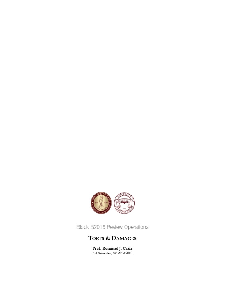 Torts and Damages Overview Philippines | PDF | Tort | Negligence