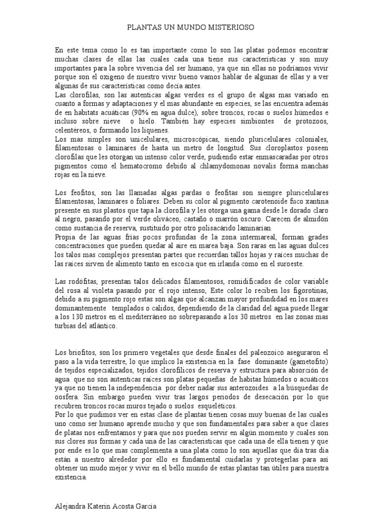 Texto Expositivo Sobre Las Plantas