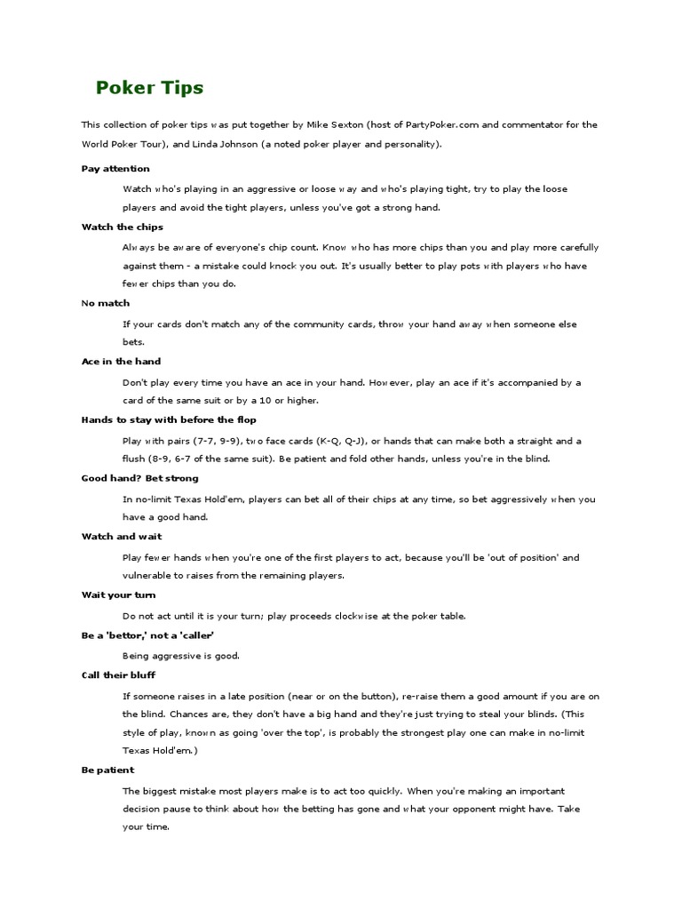 Poker Strategy Tips by Experts | PDF | Games & Activities | Home & Garden