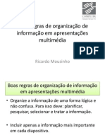 Regras organização informação apresentações