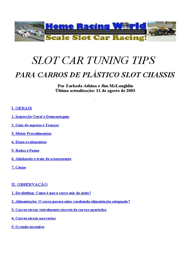Slot Car Tuning Tips PDF Pneu Carro