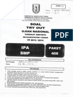 Naskah Soal Try Out Ujian Nasional IPA SMP Kab-Tuban Tahun 2014 Paket 408