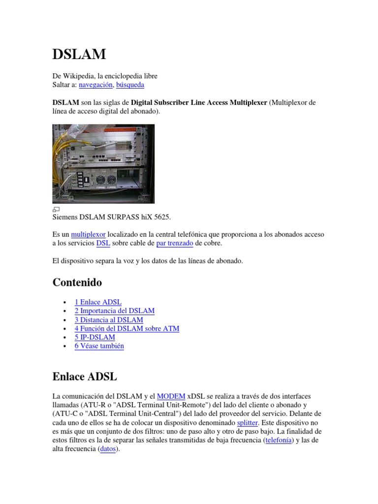 Dslam Pdf Telecomunicaciones Protocolos De Capa Física