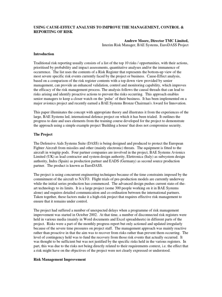 Enhance Risk Management with Cause-Effect Analysis | PDF | Top Down And ...