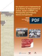 Guia Generica Para La Implementacion de Un Sistema de Aseguramiento de Calidad Basado en Haccp y Sus Prerequisitos Para Productos Carnicos de Exportacion