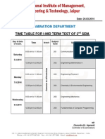 Exam Time Table I MTT II Sem April 2014