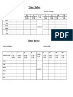 Blank Time Table