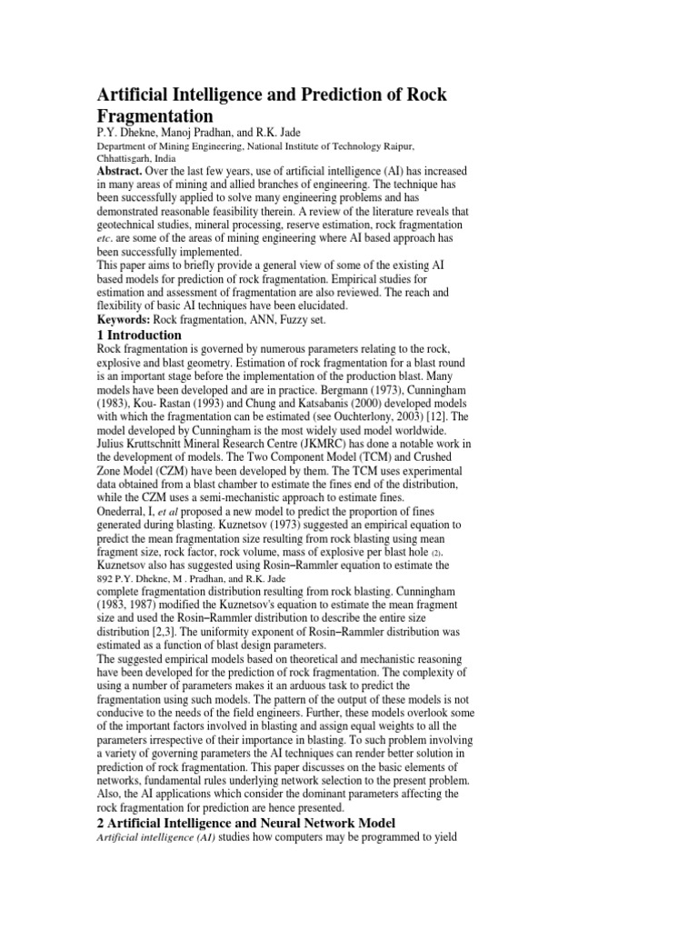 AI Models for Rock Fragmentation Prediction | PDF | Artificial Neural ...