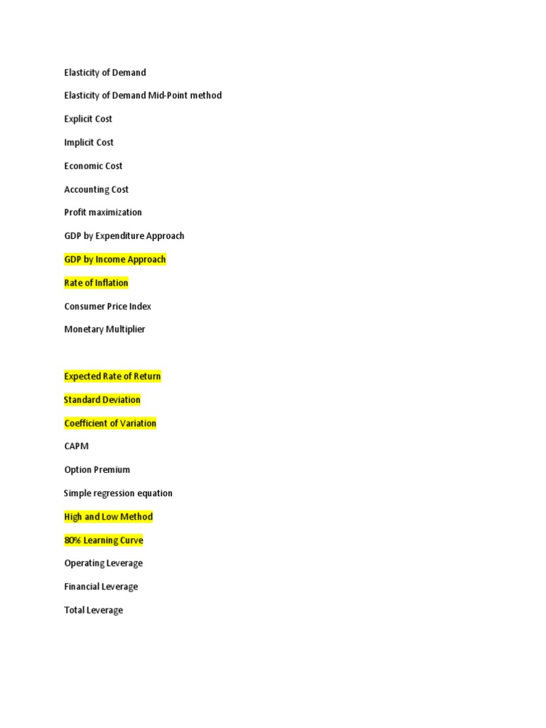 BEC Formula Sheet | PDF | Margin (Finance) | Stocks