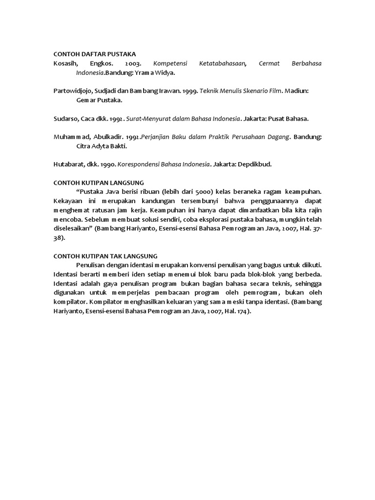 Contoh Daftar Pustaka